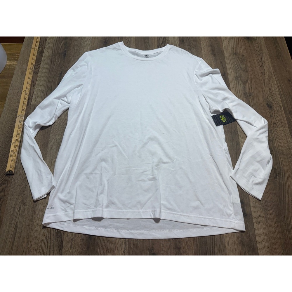 Athletic Works Long Sleeve T-Shirt Mens 2XL White Adult Activewear Crew Neck New